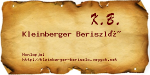 Kleinberger Beriszló névjegykártya
